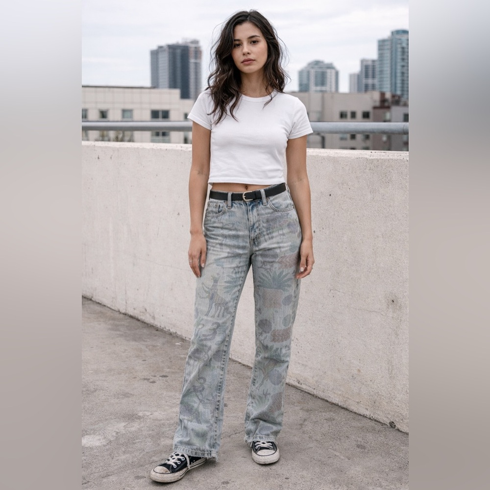 90s Vintage Y2K Grunge Animal Print Jeans